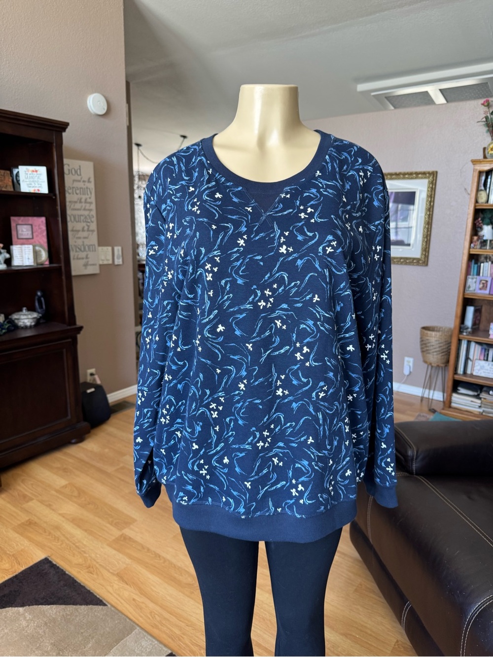 Style & Co fleece industrial blue fancy sweatshirt-size XXL-NWT